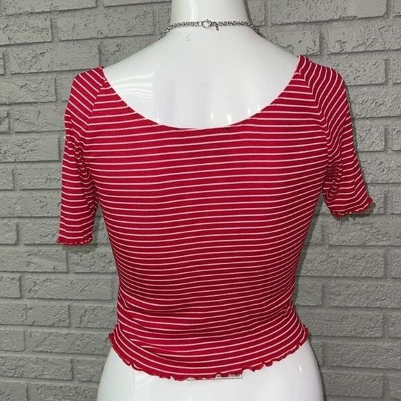 Lulu’s V Neck Striped Crop Top Size S - Picture 8 of 12